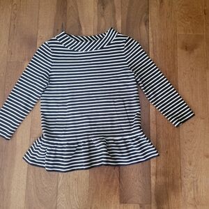 Kate Spade Peplum Striped Navy and White Top, Size Small